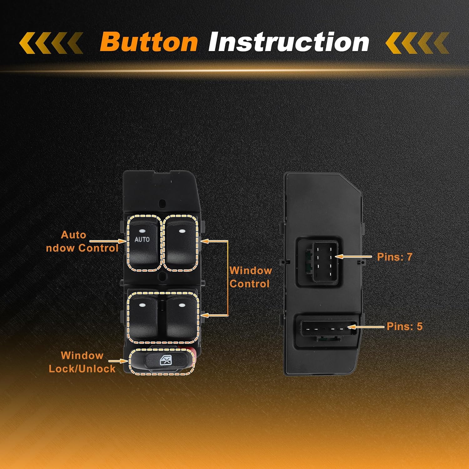 1 AUTO Power Window Switch for Chevrolet Malibu 2004-2008 Window Control Switch with Tool 22626529 Front Left Driver Side 1 Set