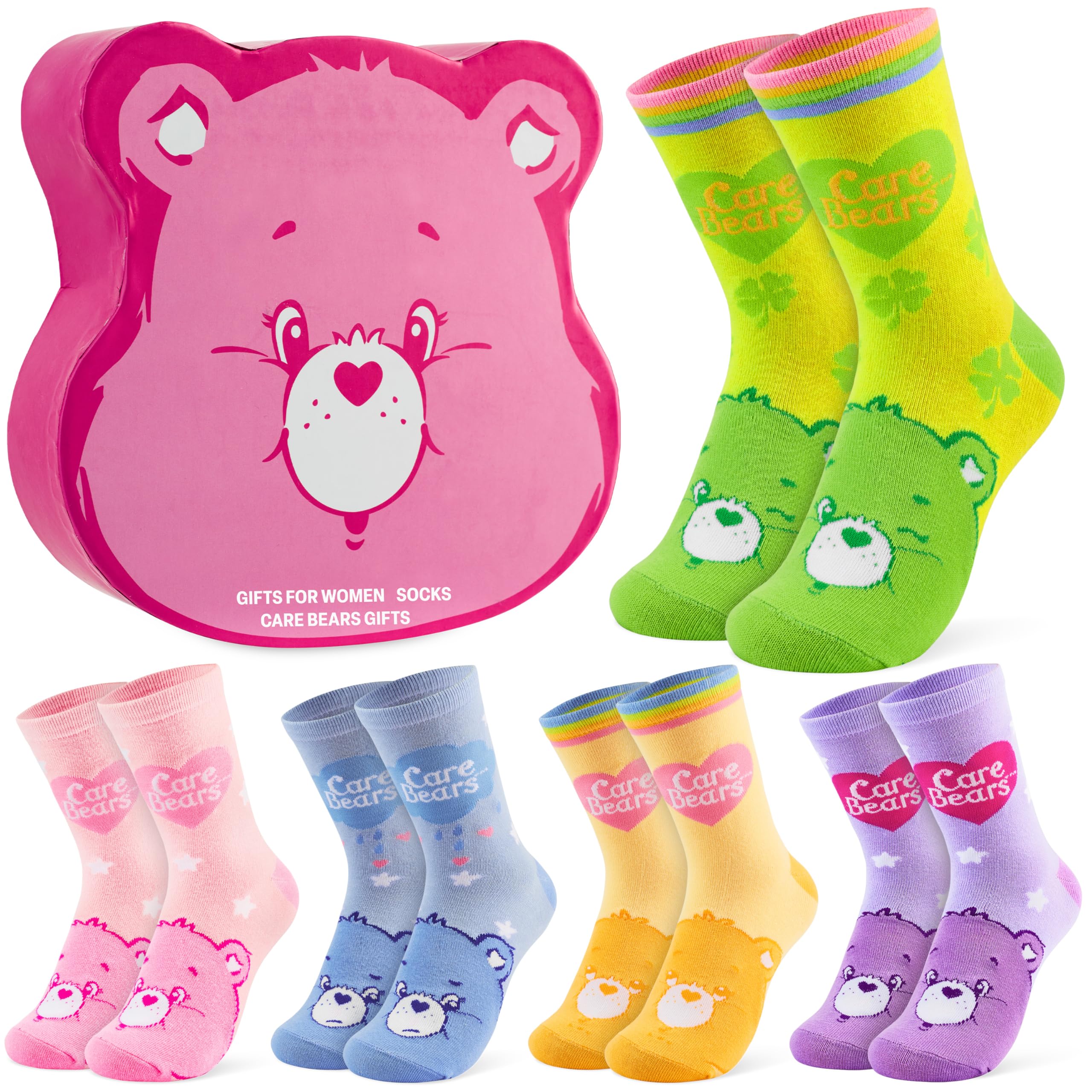 Get Trend Care Bears Calcetines Mujer y Adolescente, Paquete de 6 Calcetines Transpirables y Cálido, 36-41, Regalo Mujer