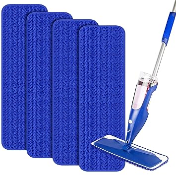 Mop Pads Microfiber Cleaning Pads for Bona Mops 18 Inch Mops- Washable Mop Pad Replacements Reusable Hardwood Floor Cleaner Pads Refills for Hardwood Floor Hard Surface Wet Dry Cleaning 4 Pack