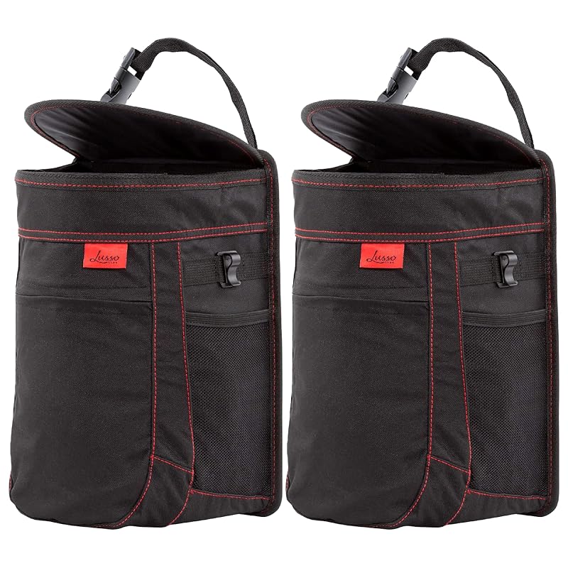Lixeira Automotiva Suspensa Lusso Gear em Oxford com Forro Removível e Bolsos, Kit com 2 Unidades