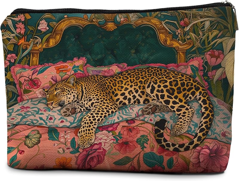 Necessaire de maquiagem e acessórios efgthyjdh com estampa animal, zíper e forro de canvas – 1 unidade