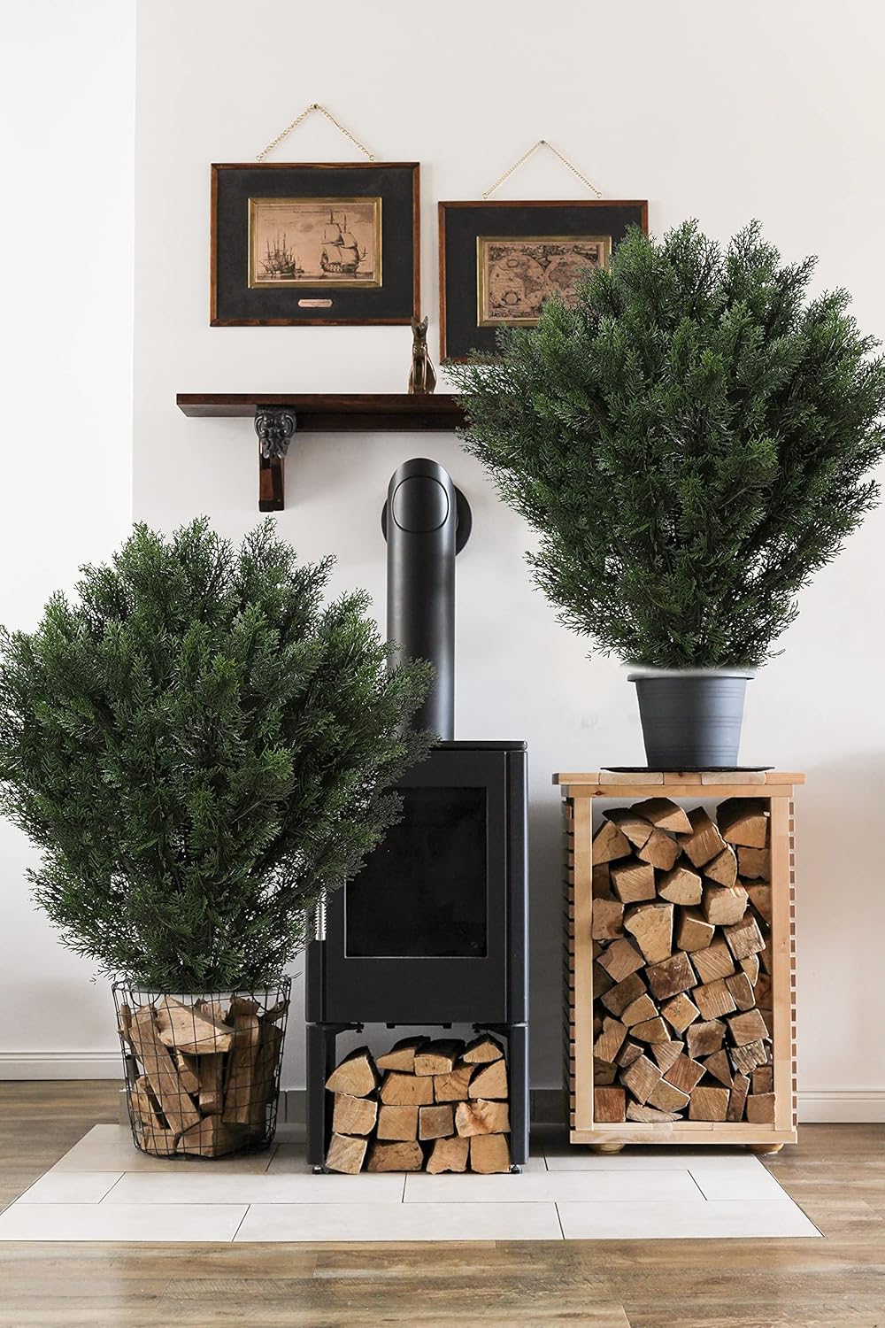 （Set of 2） Large Supersize Tree - 42Inch/3.5 Foot Outdoor,Indoor Artificial Boxwood Plant Topiary Garden Torch Shaped Topiary Artificial Topiaries Bushes Potted Fake Plants Company Home Office Decor