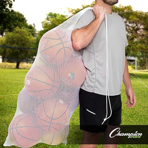 Miniatura 4 de Champion Sports Bolsa de malla para equipos bolsa de nailon resistente con cordón con cerradura y etiqueta de identificación, bolsa de