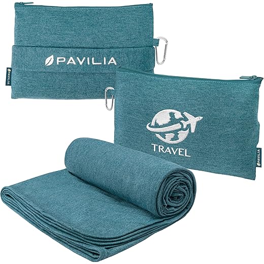 PAVILIA Travel Blanket Compact Teal Blue