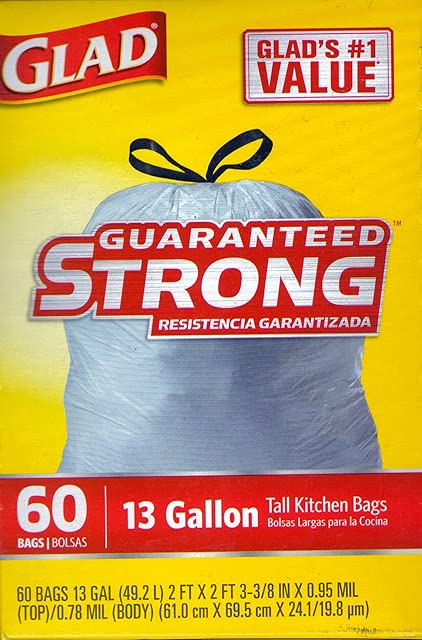 Glad Tall Kitchen Drawstring Trash Bags With Reinforcing Bands 13 Gal 60 Ct