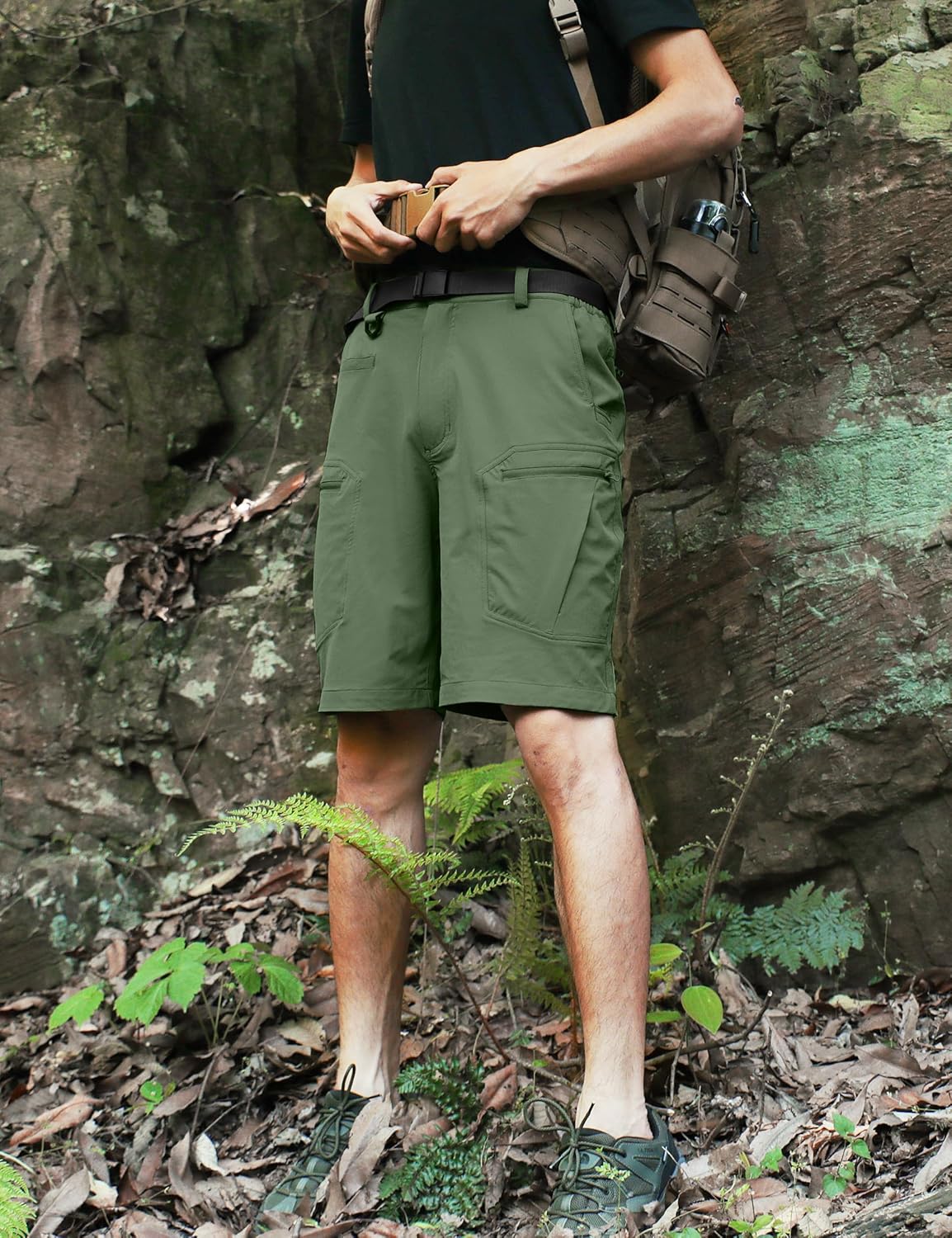 Mens Cargo Hiking Shorts Water Resistant Quick Dry Lightweight Breathable Tactical Shorts with Nylon Belt - Image 6