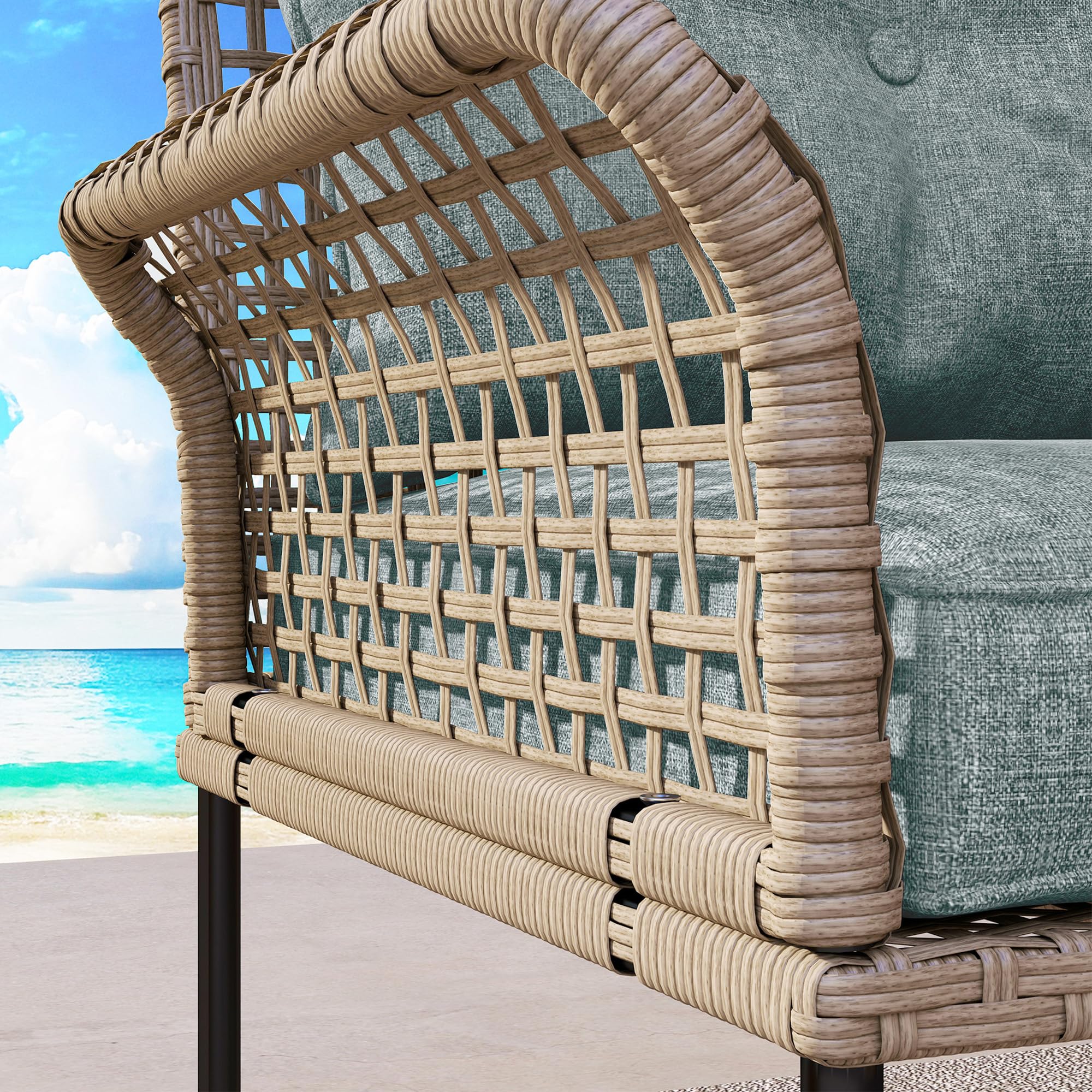 Set da Giardino Outsunny 5 Pezzi Rattan con Sedie e Sgabelli, Esterno Grigio e Legno