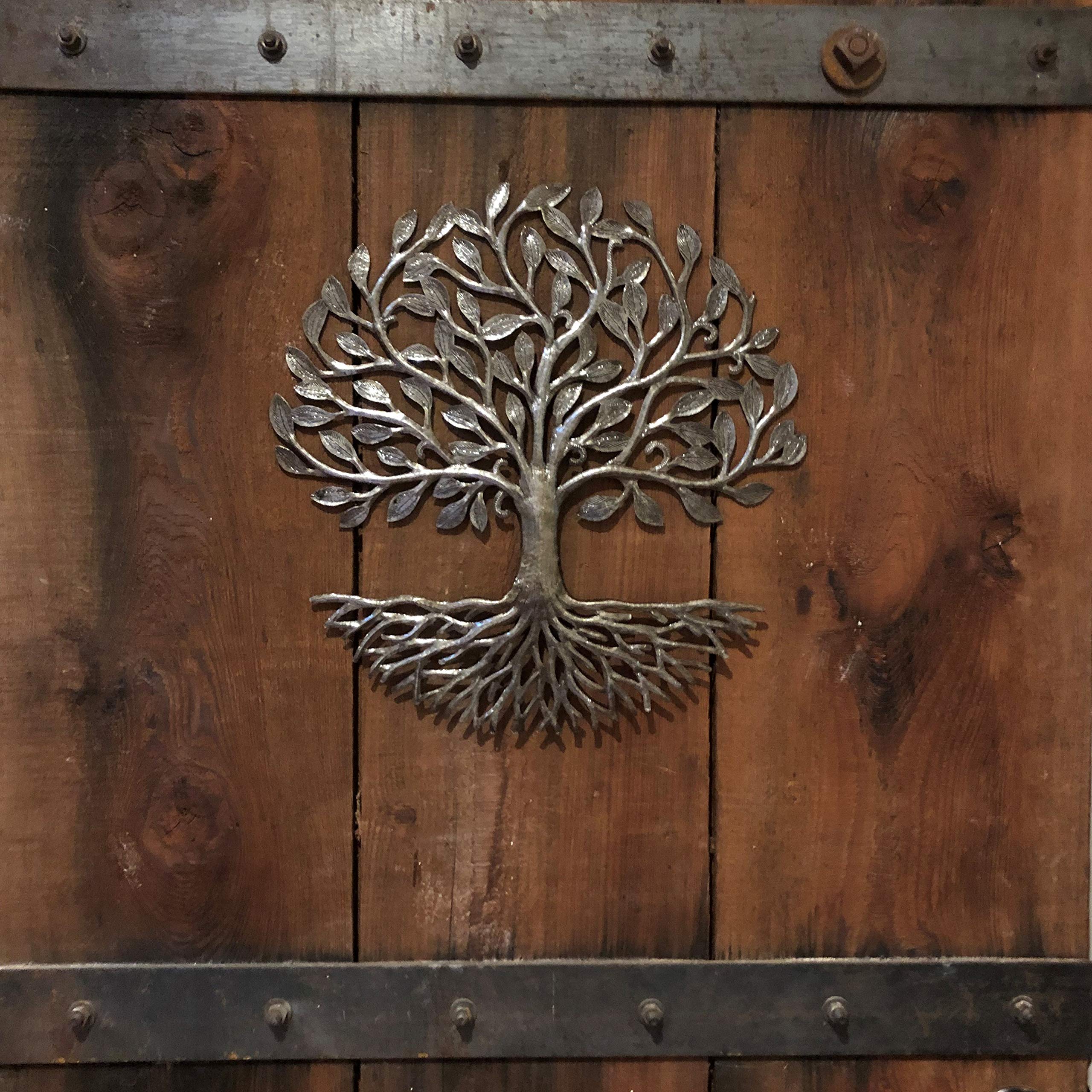 It's Cactus Baum Des Lebens Wanddekoration – 43 Cm Rund, Handgefertigt In Haiti, Aus Recyceltem Metall