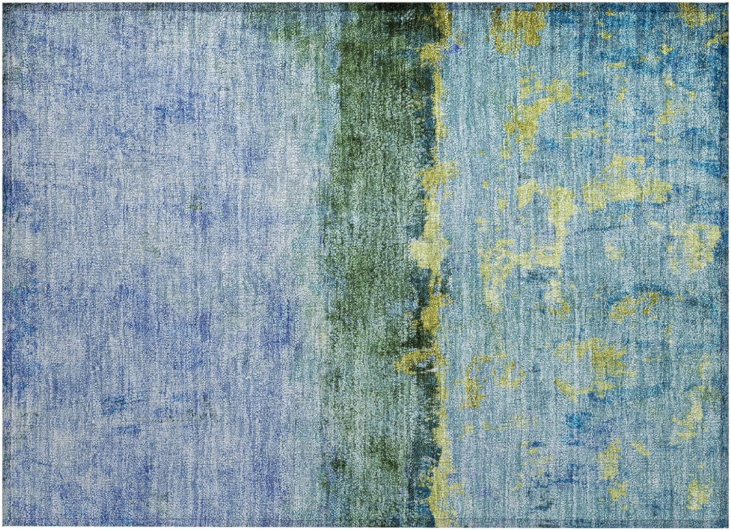 Addison Rugs Chantille ACN1716 Blue 1'8" x 2'6" Indoor/Outdoor, Machine Washable, Easy Clean, Non Shedding, Bedroom, Living Room, Dining Room, Kitchen, Patio Rug