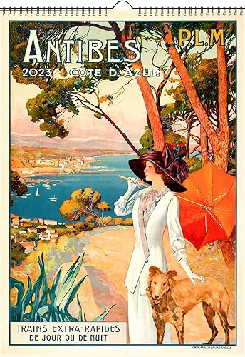 Calendario de pared 2026 13 páginas de 8 x 12 pulgadas Pósteres de viaje antiguos europeos 1900-1910 anuncios retro vintage