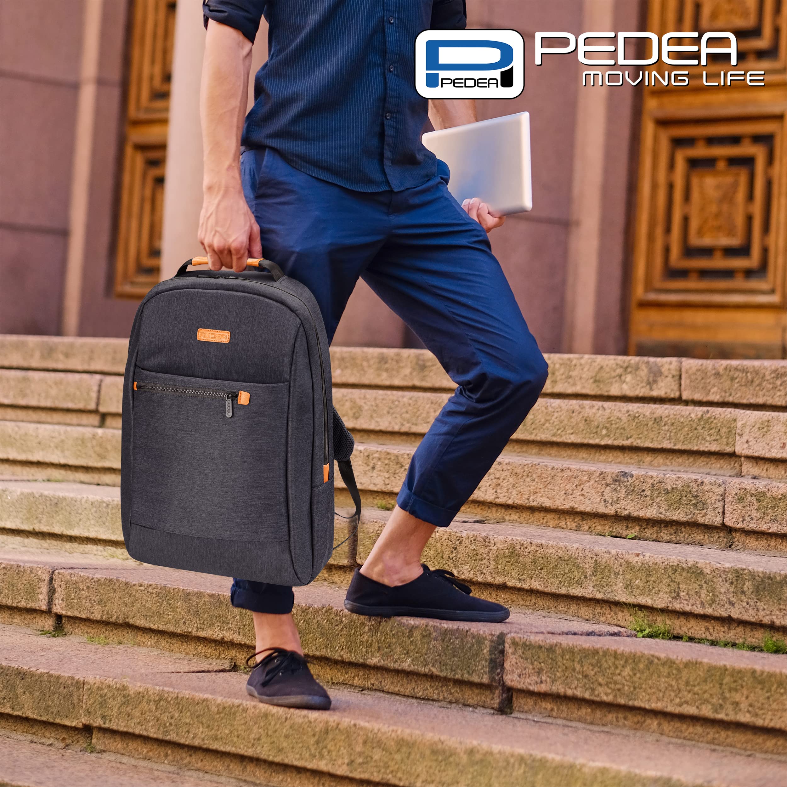 PEDEA Zaino business per laptop Elegance per notebook con schermo fino a 17,3 pollici (43,9 cm); borsa a tracolla con scomparto per tablet fino a 11" (27,96 cm), grigio