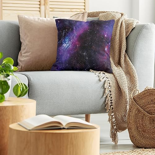 Miniatura 3 de Ambesonne Funda de cojín espacial, nebulosa galaxia oscura, estrellas luminosas y rayos cósmicos, temática de exploración de astronomía, funda de