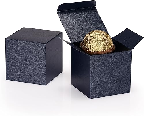 Miniatura 8 de Quotidian 12 cajas de regalo pequeñas de papel nacarado con purpurina con tapas de 2 x 2 pulgadas (dorado)