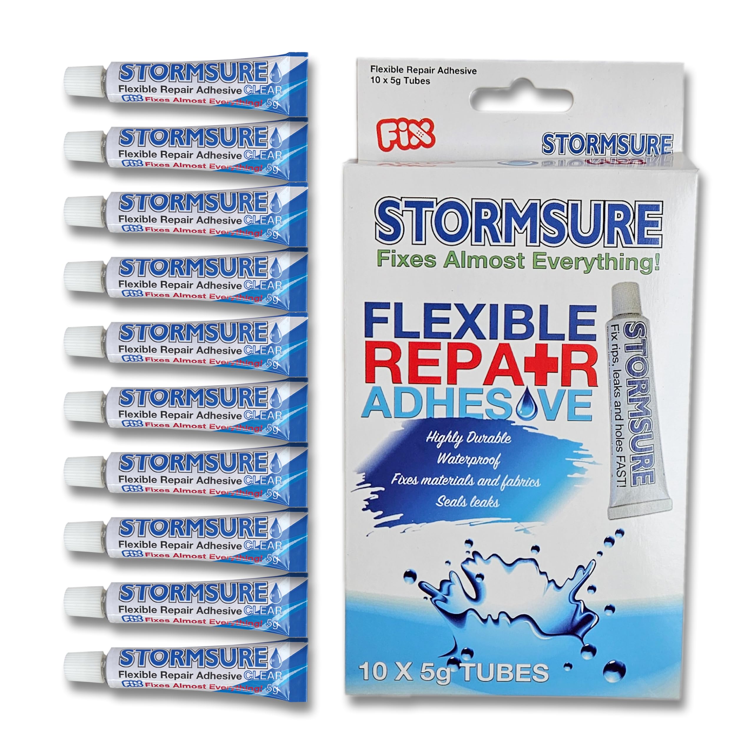 Paquete múltiple. Adhesivo reparador flexible Stormsure 10 tubos de 5 g