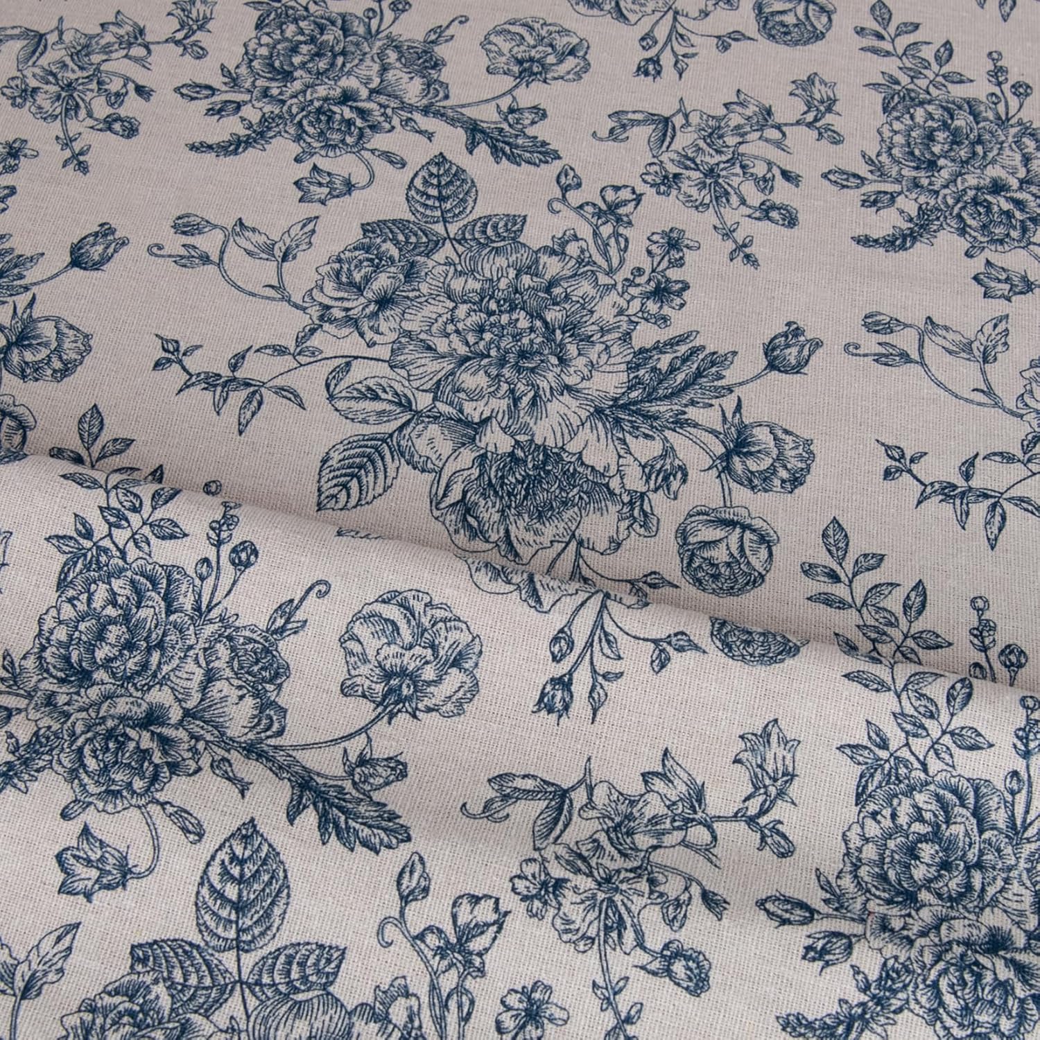 Linen Fabric by The Yard - Upholstery Fabric by The Yards Floral Pattern Sewing Quilting Cloth 60 Inch Width for Chairs Sofas Tablecloth Curtains Reupholstery DIY Projects - 3 Yard