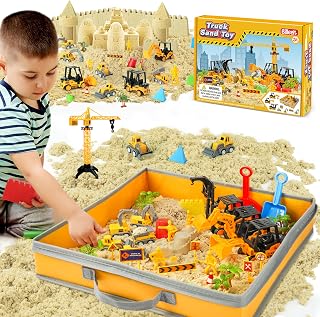 Billeeit Sand Construction Kit w/Sand Box and 2.2lbs Sensory Bin Play Sand