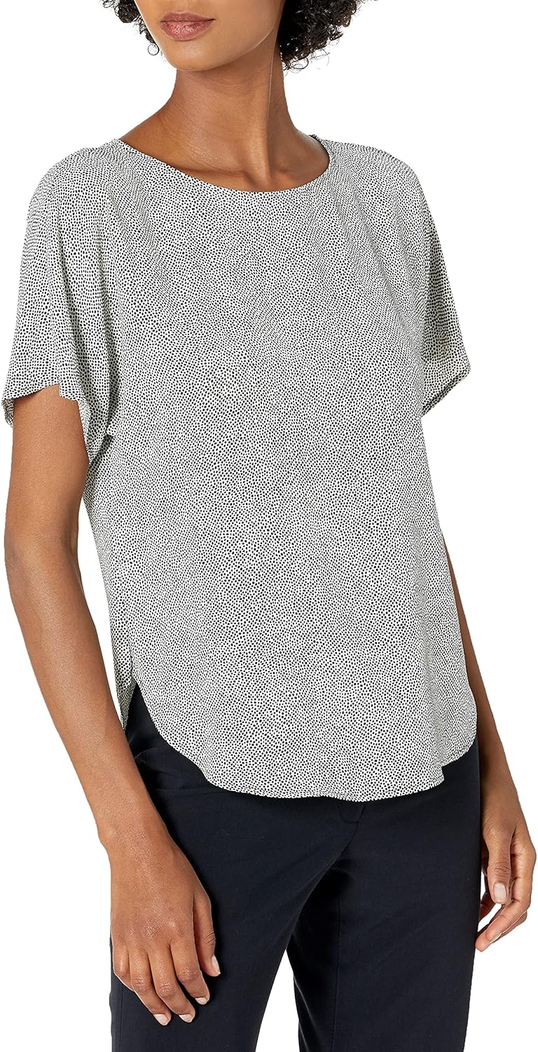 Anne Klein Womens Bateau Neck Pullover Short Sleeve Blouse - Image 2