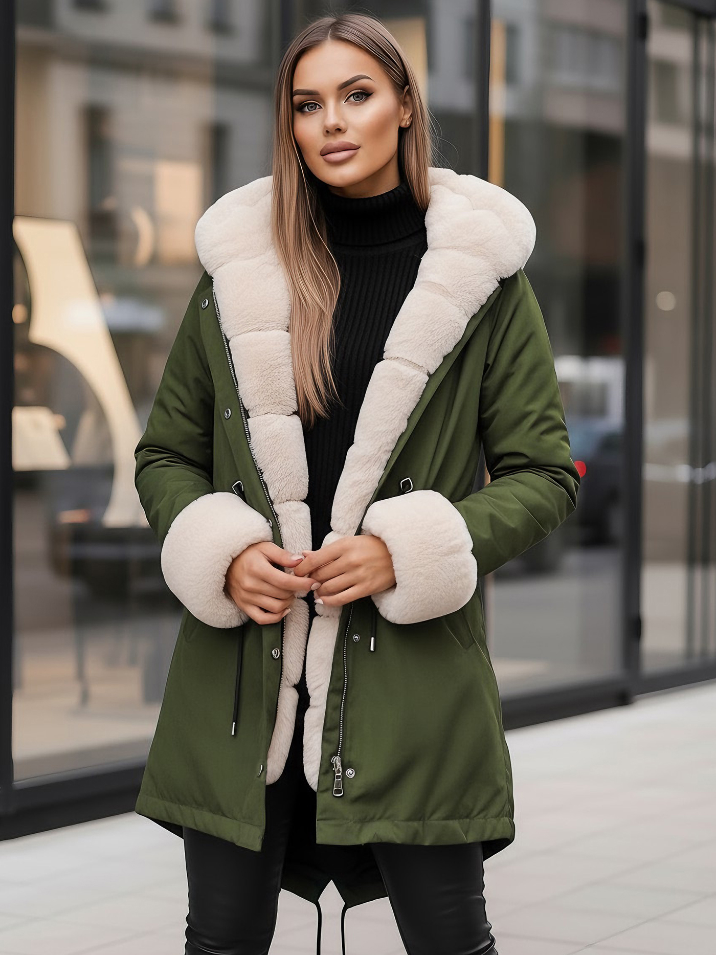 OZONEE Damen Winterparka Mit Stehkragen – Wärmender Langer Mantel, Abnehmbare Kapuze, Für Herbst & Winter