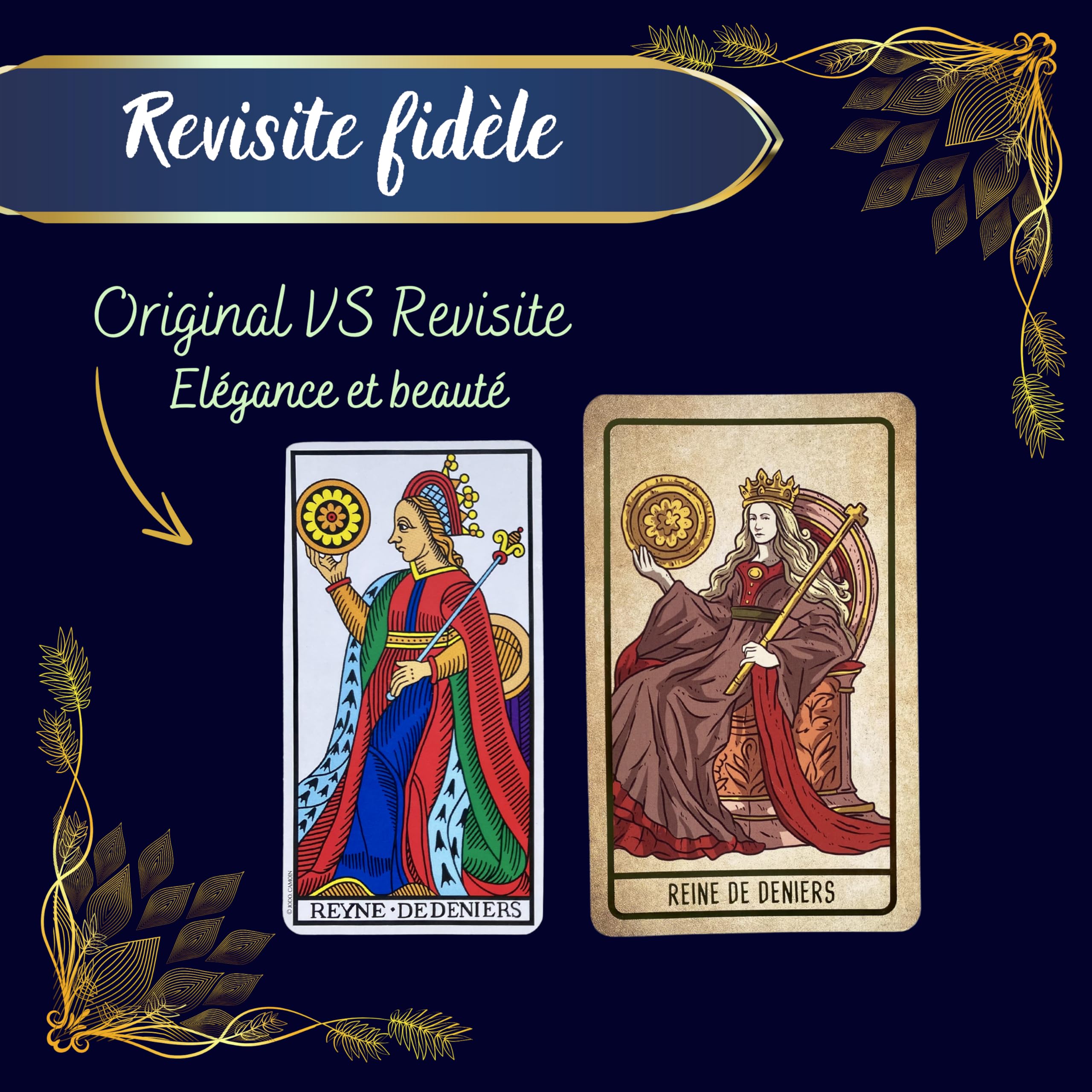 Le Tarot de Johwan - 78 Cartes Fusion Marseille/Rider-Waite - Édition Gold Prestige Tranche Dorée - Boîte Aimantée + Pochon - 2 Mémos Inclus