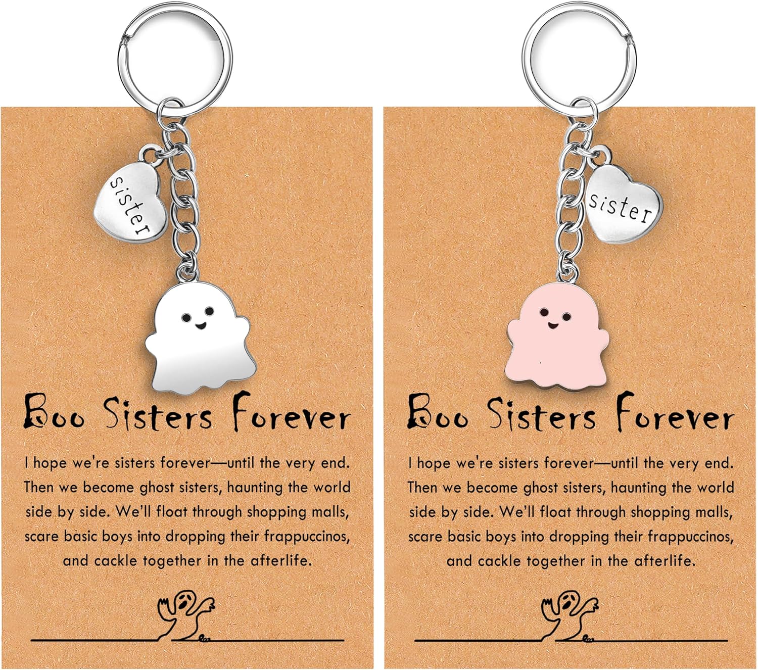 PRCOLUX Funny Cute Ghost Keychain Gifts for Sisters Boyfriend Girlfriend Couple Halloween Christmas Birthday Graduation Gifts