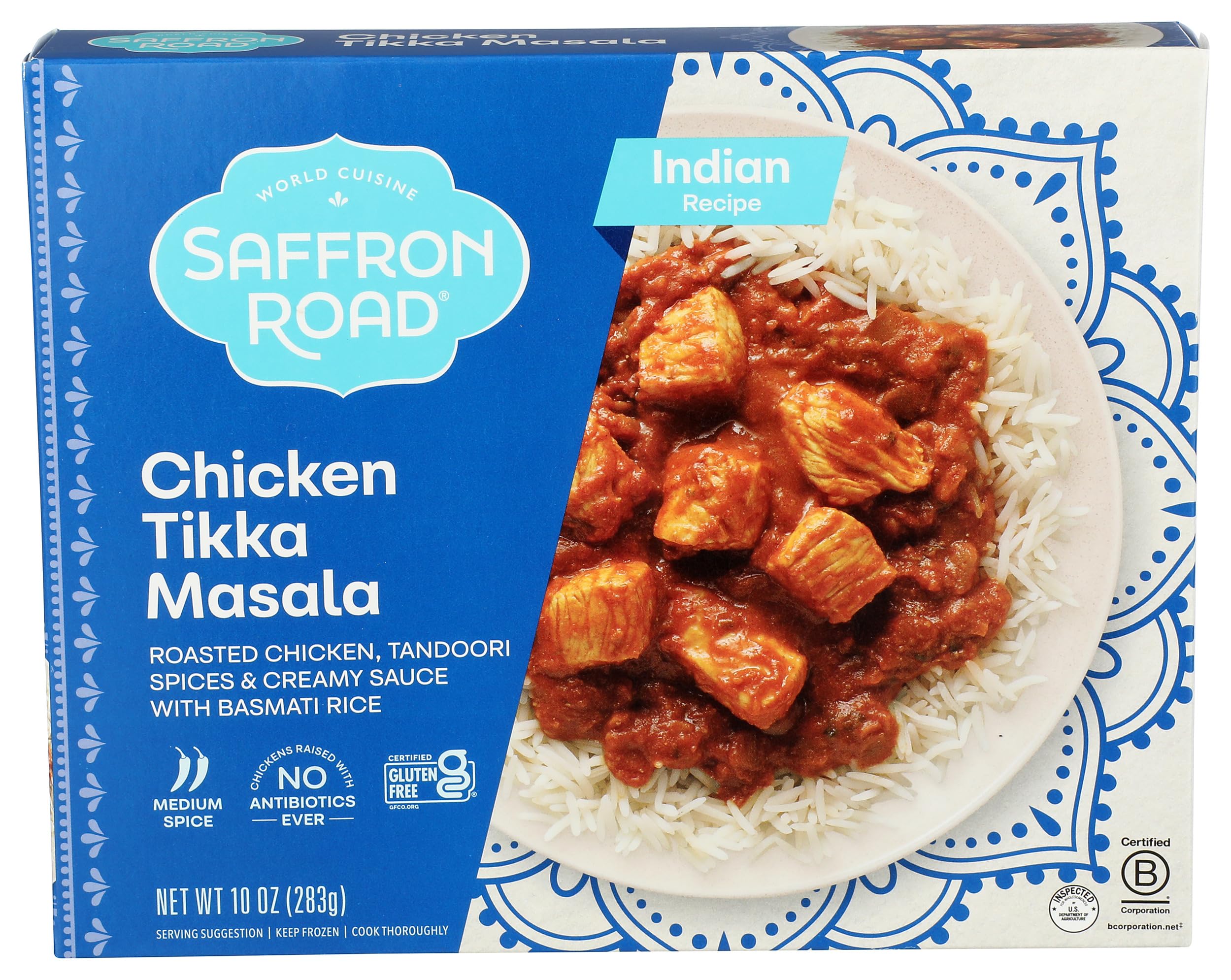 Saffron Road Chicken Tikka Masala With Basmati Rice Frozen Dinner, 10oz - Antibiotic Free, Gluten Free, Halal