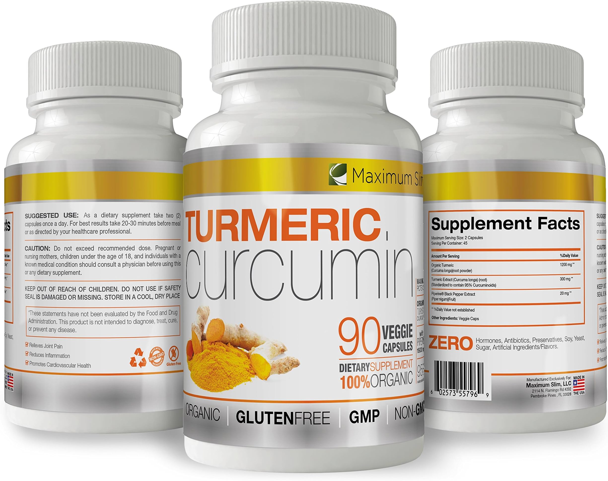 Turmeric Curcumin with Piperine 1500mg. Highest Potency Available. Premium Pain Relief & Joint Support with 95%
