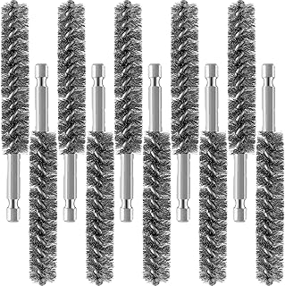 Stainless Steel Bore Brush Stainless Steel Bristles Wire Brush for Power Drill Cleaning Wire Brush Stainless Steel Brush with Hex Shank Handle (10 Pieces)