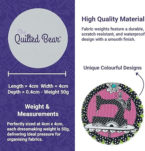 Miniatura 2 de The Quilted Bear Juego de pesas de patrón, pesos de tela resistentes a los arañazos para corte de patrones seguros, suministros de costura y