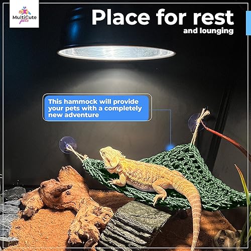 Miniatura 5 de Hamaca de dragón barbudo tejida a mano, hamaca de reptiles de hierba marina de colores con ventosas y cuerda de yute, cama de dragón barbudo,