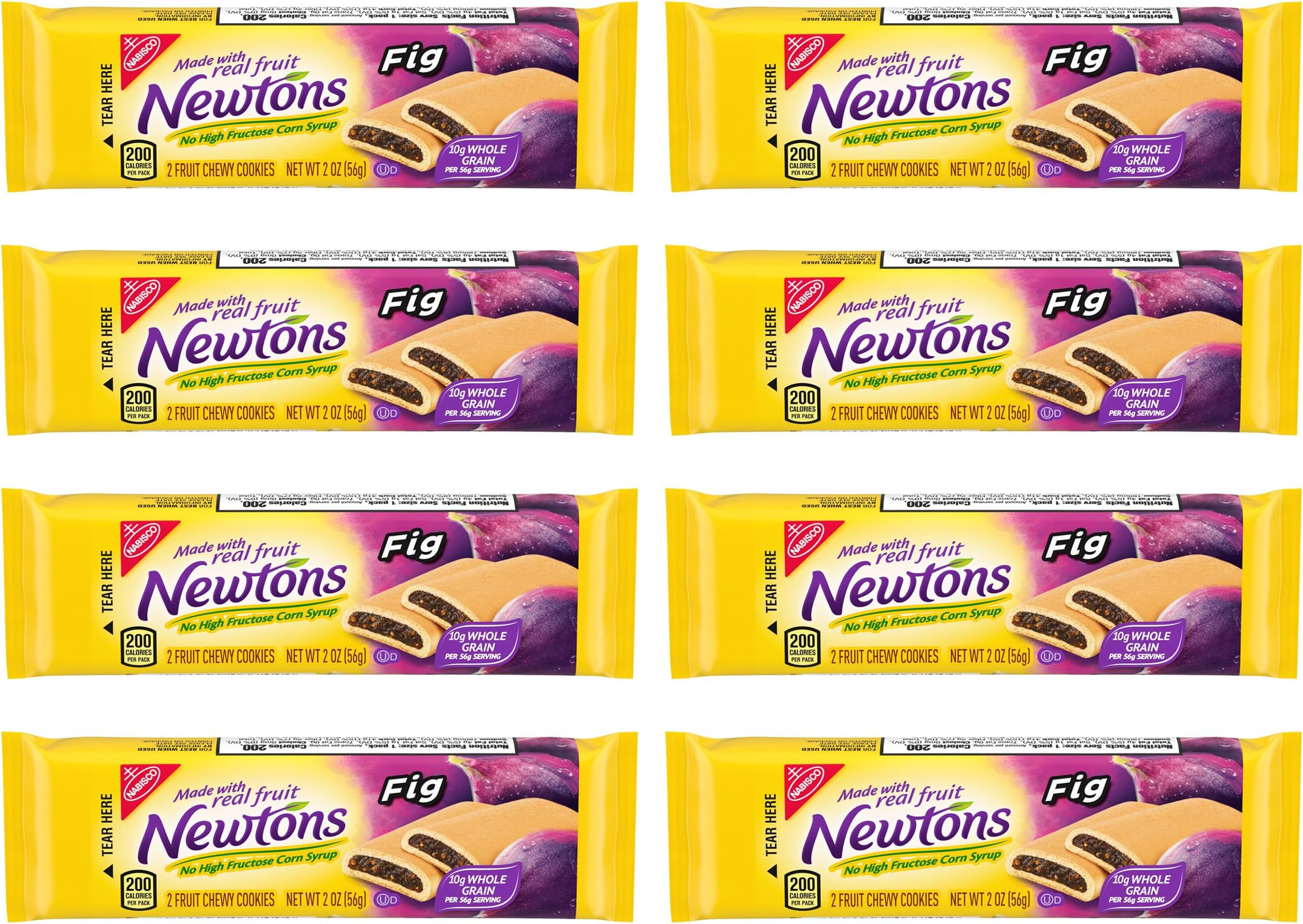 Newtons Soft & Chewy Fig Cookies (Pack of 8), 2 Fig Cookies Each Pack, Chewy Fruit Cookie