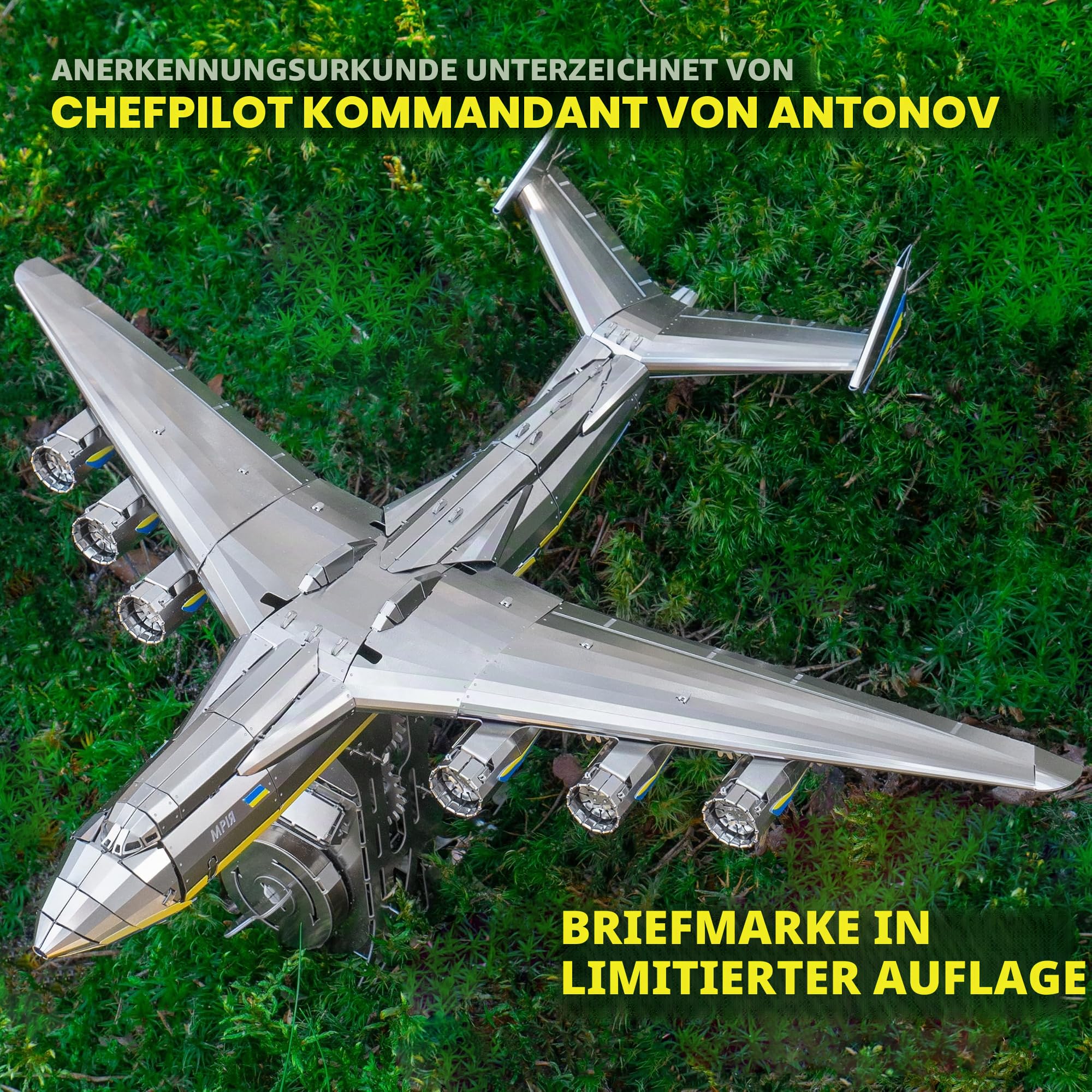 Antonov Mriya AN-225, offizieller DIY-Mechanischer Modellbausatz, Frachtflugzeug, 3D-Modellbausatz, Arbeitsmodell UKRAINIAN DREAM von Metal Time