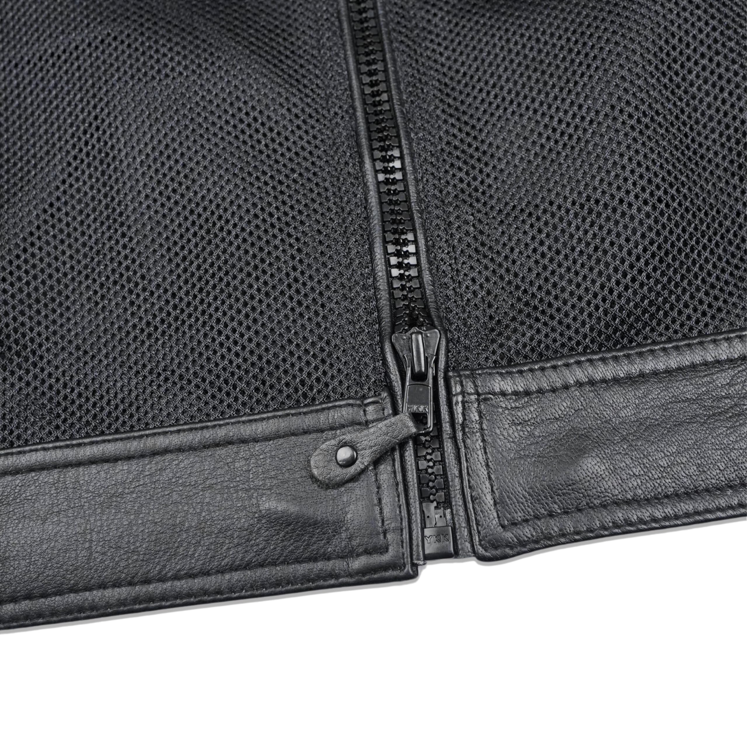 Leatherick Gilet nero da uomo in vera pelle resistente stile traforato, stile Super