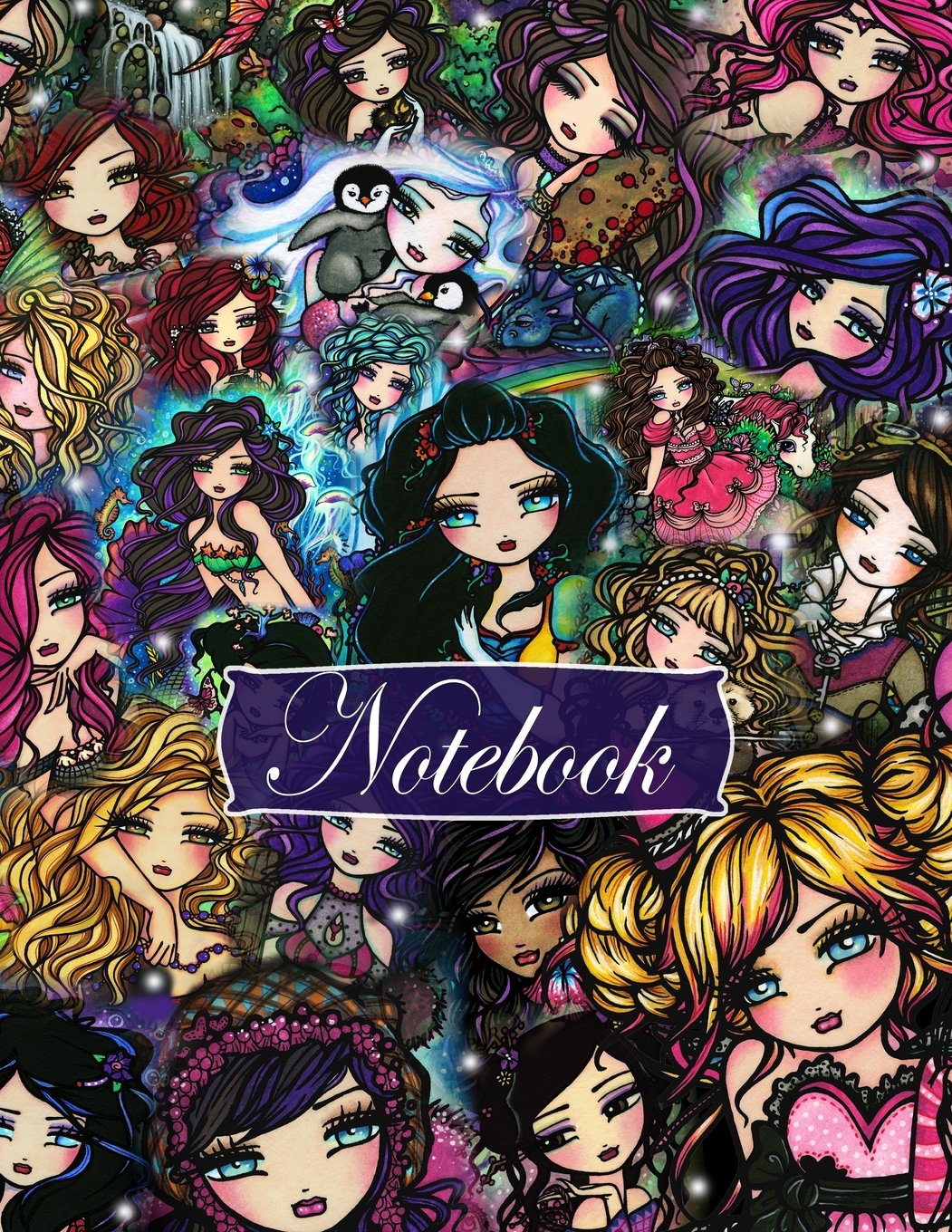 Notebook: 8.5x11 Lined Whimsy Girls Collage (College Rule)