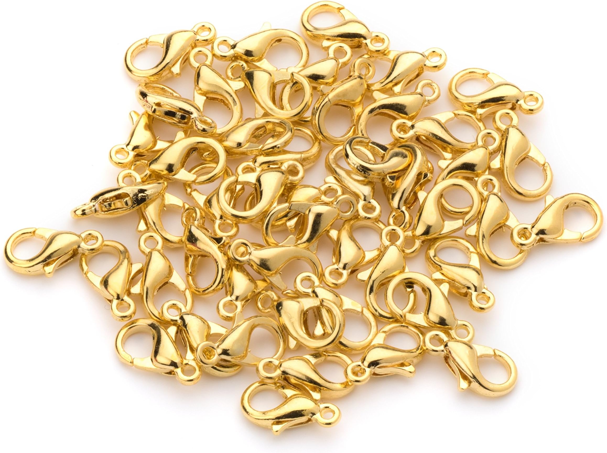 100 Lobster Clasps (12x6) Gold Plated Lobster Claw Clasps Jewelry Making Findings Lead & Nickel Free