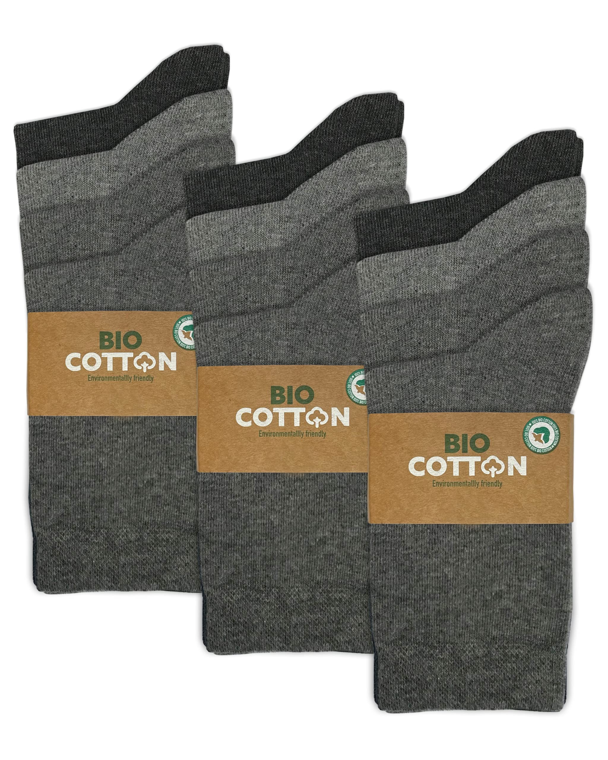 mehrstrumpf Kinder 100% Bio-Anbau Socken Jungen & Mädchen Baumwolle ohne Naht (12 Paar) Multi Grau 27-30