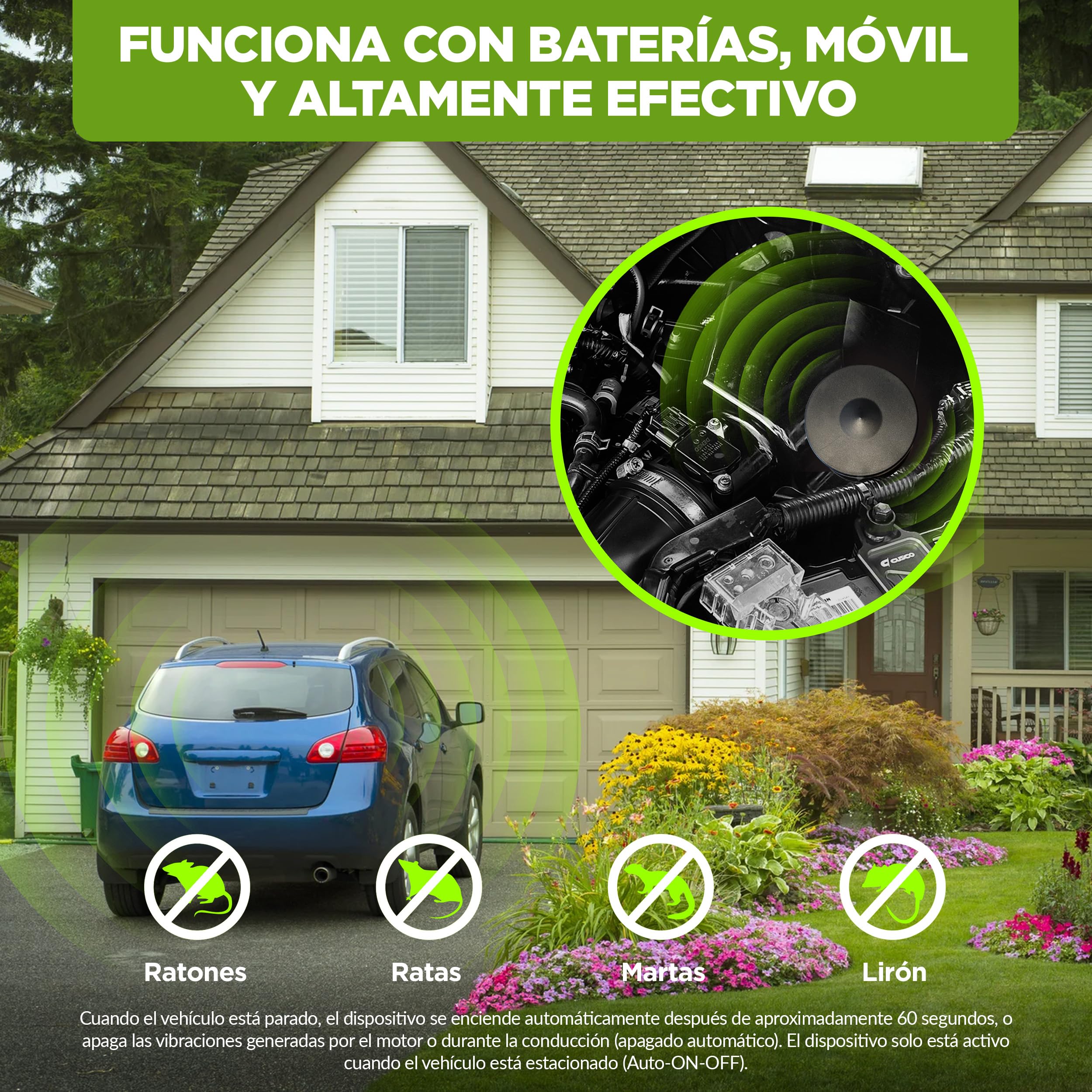 ISOTRONIC Repelente ultrasónico para Ratones y martas – Repelente de 360° para Coche, ático, sótano y Garaje – Disuasivo para Ratones sin Veneno ni trampas – Alcance Efectivo de 40 m² (1 Unidad)