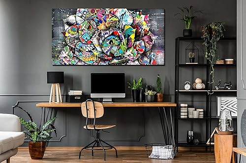 Miniatura 28 de SIXTTART Banksy - Arte de pared en lienzo para sala de estar, arte de pared de graffiti callejero para dormitorio, pintura abstracta grande, arte