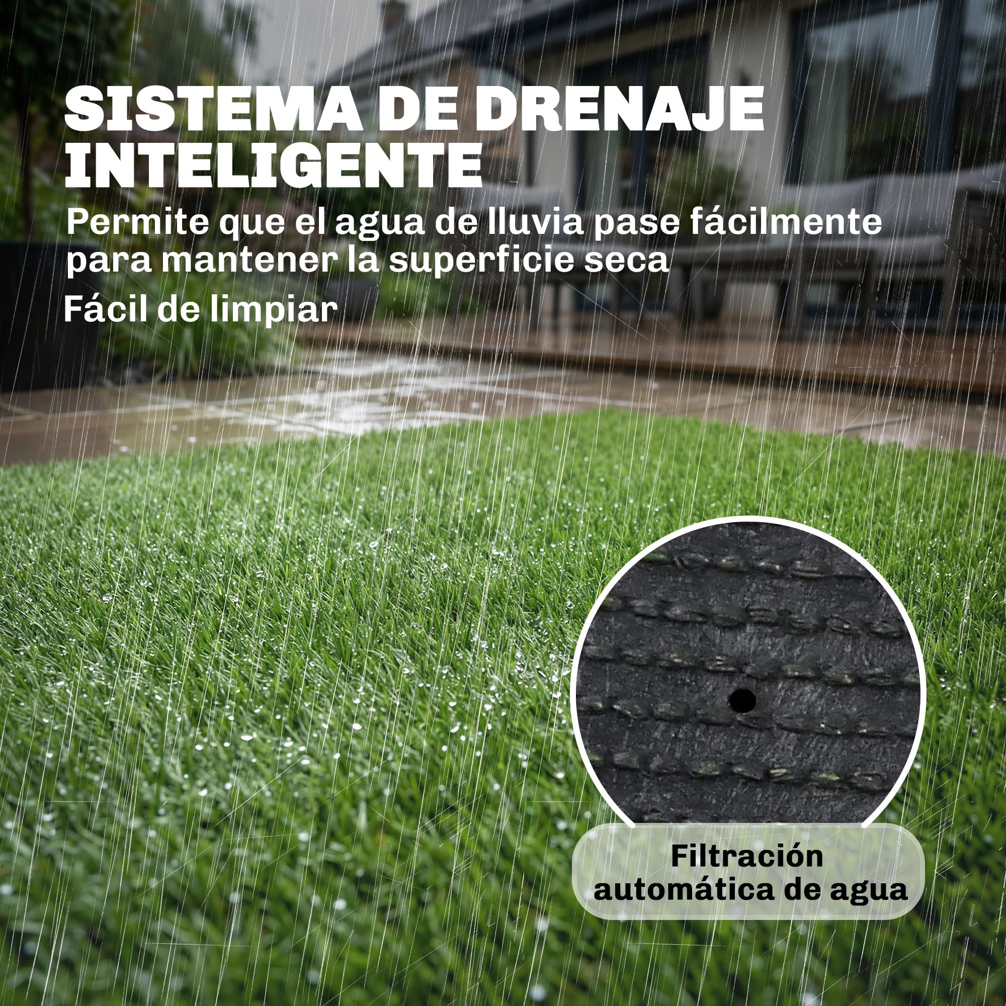 Outsunny Césped Artificial 1m x 4m, Alfombra Césped Artificial con Altura de Hierba 10 mm, Drenaje Automático, para Jardín, Terraza, Patio, Balcón, Interior y Exterior, Verde