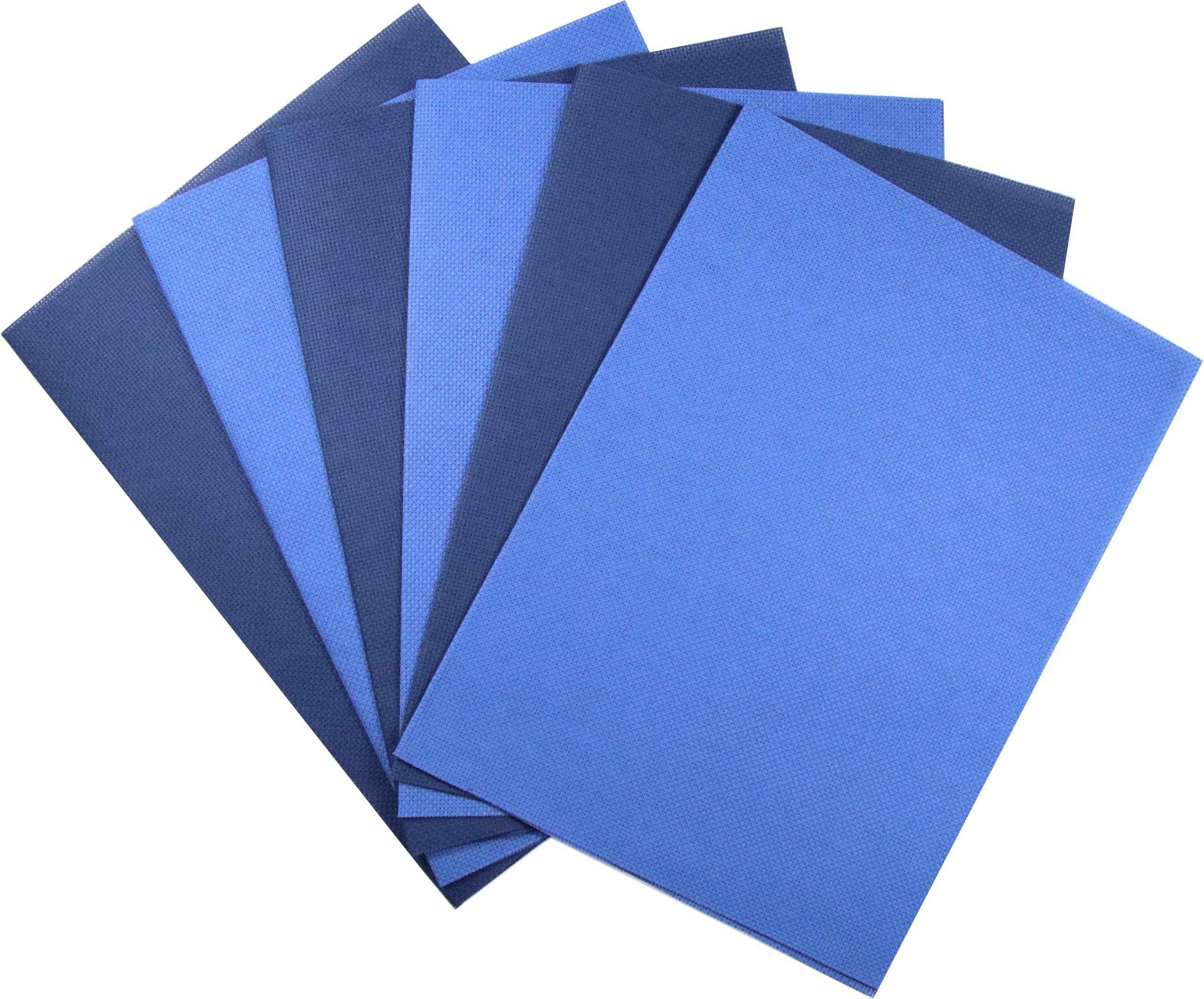 KCS 4/6 pc of 12" x 18"(30cmx45cm) 16 Count Cotton Aida Cloth Cross Stitch Fabric (6 pc,Jeans Blue+Navy Blue)