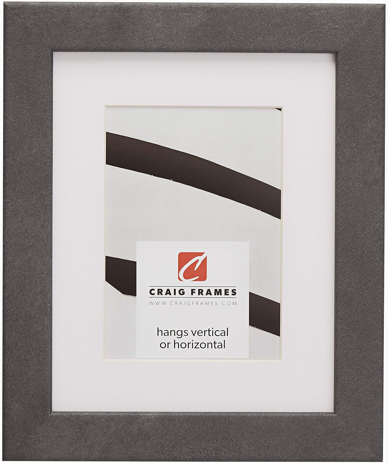 Craig Frames Bauhaus 125, 8 x 10 Inch Brushed Silver Picture Frame Matted to Display a 5 x 7 Inch Photo
