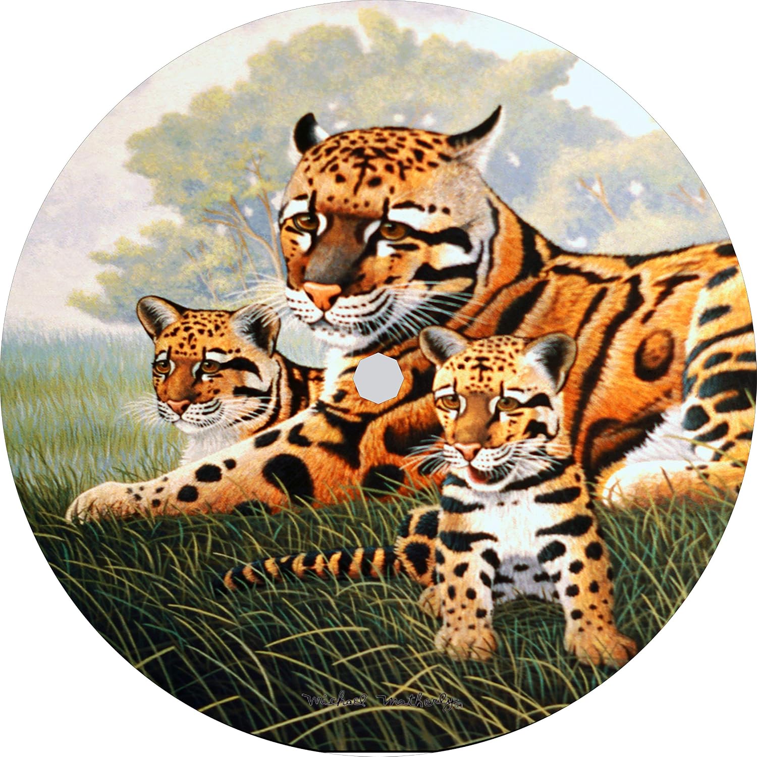 TIRE COVER CENTRAL Clouded Leopard & Cubs Spare Tire Cover (Select tire Size/Back up Camera Option in MENU) Custom Sized to Any Make/modelfor 205/75R15