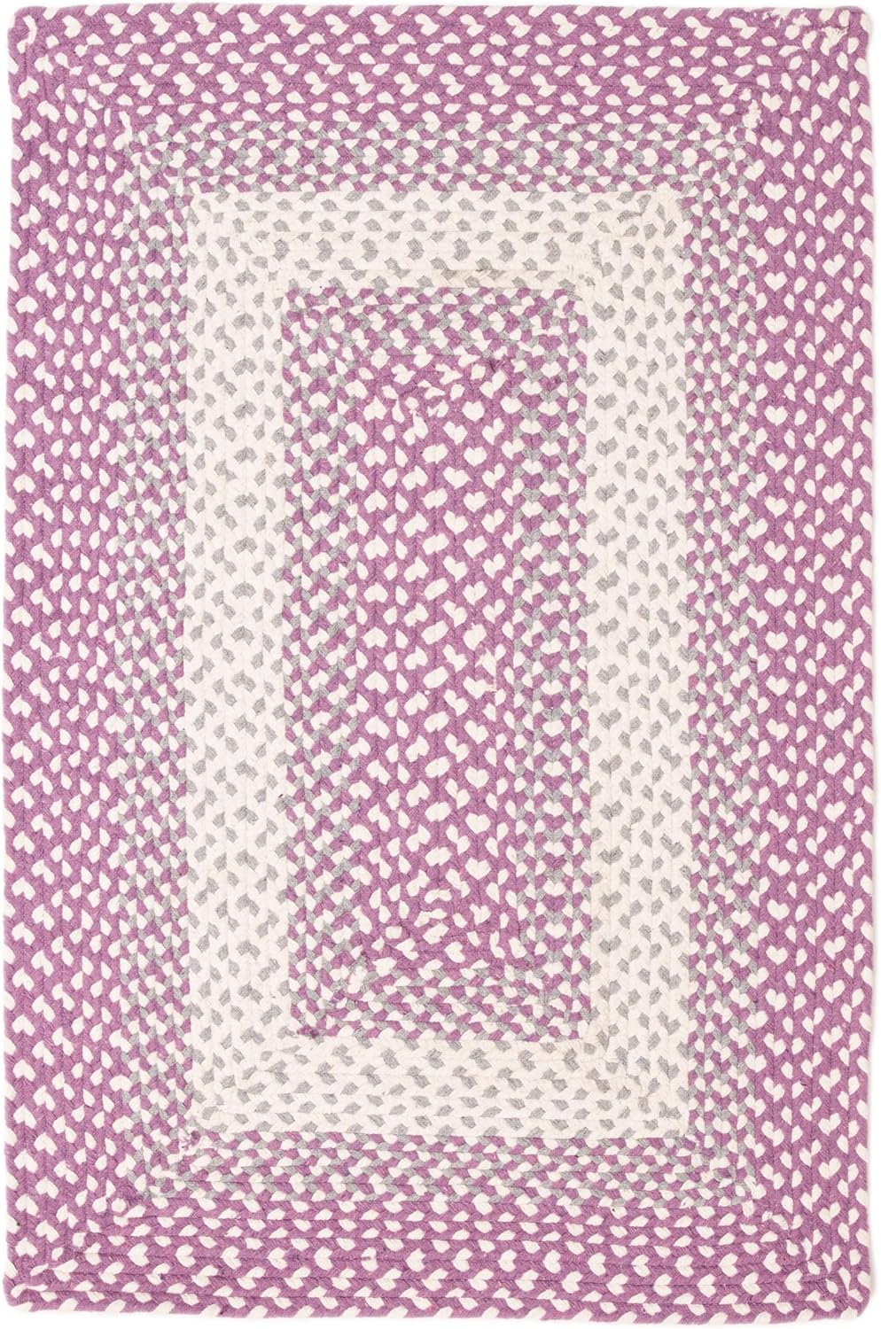 Super Area Rugs 2X3ft Farmhouse Braided Rug - Natural Soft Cotton Carpet for Bathroom, Kitchen, Doorway - Primitive Country Woven Rug - Purple/Gray/Ivory