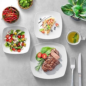 Amazon.com | Zulay Kitchen Luna Plates and Bowls Sets, 16 Piece