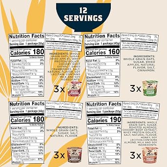 Quaker Instant Oatmeal Express Cups, 4 Flavor Variety Pack, 1.76 Ounce Pack of 12
