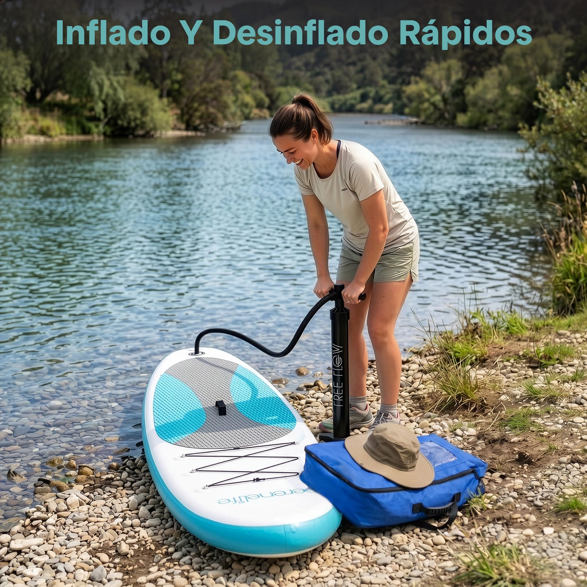 SereneLife Tabla Paddle Surf Hinchable, Diseño Ancho y Estable, con Almohadilla EVA Antideslizante, Incluye Accesorios Premium para Sup, Ideal para Jovenes y Adultos