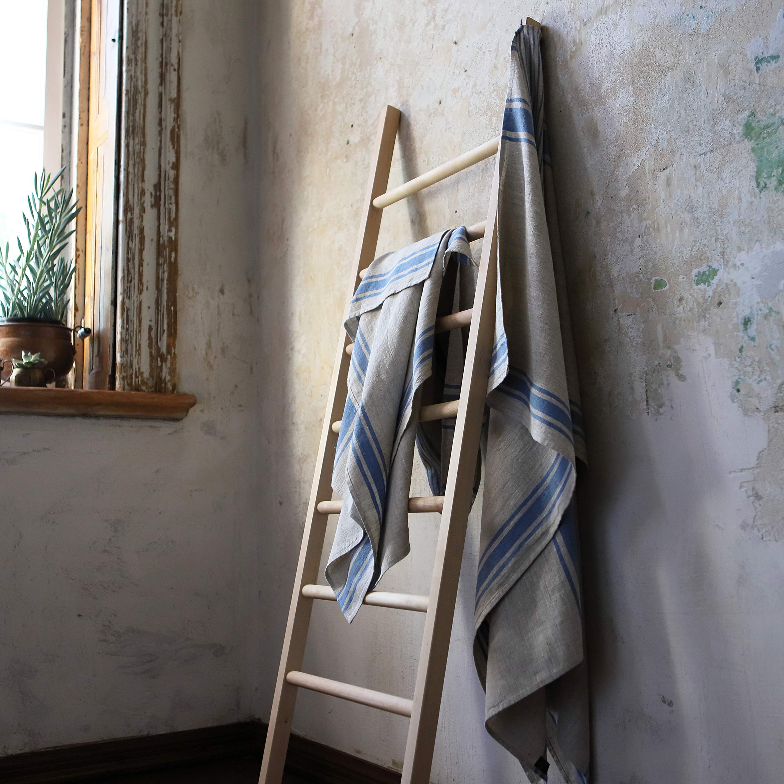 LinenMe Serviette de Bain, 100x145cm, en Lin, Collection Provence, Bleu