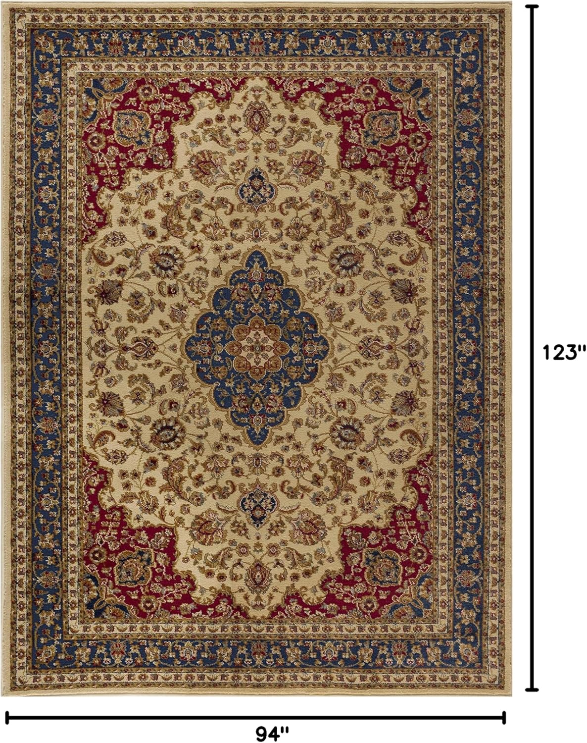 Kirsten Traditional Oriental Ivory Rectangle Area Rug, 8' x 10'
