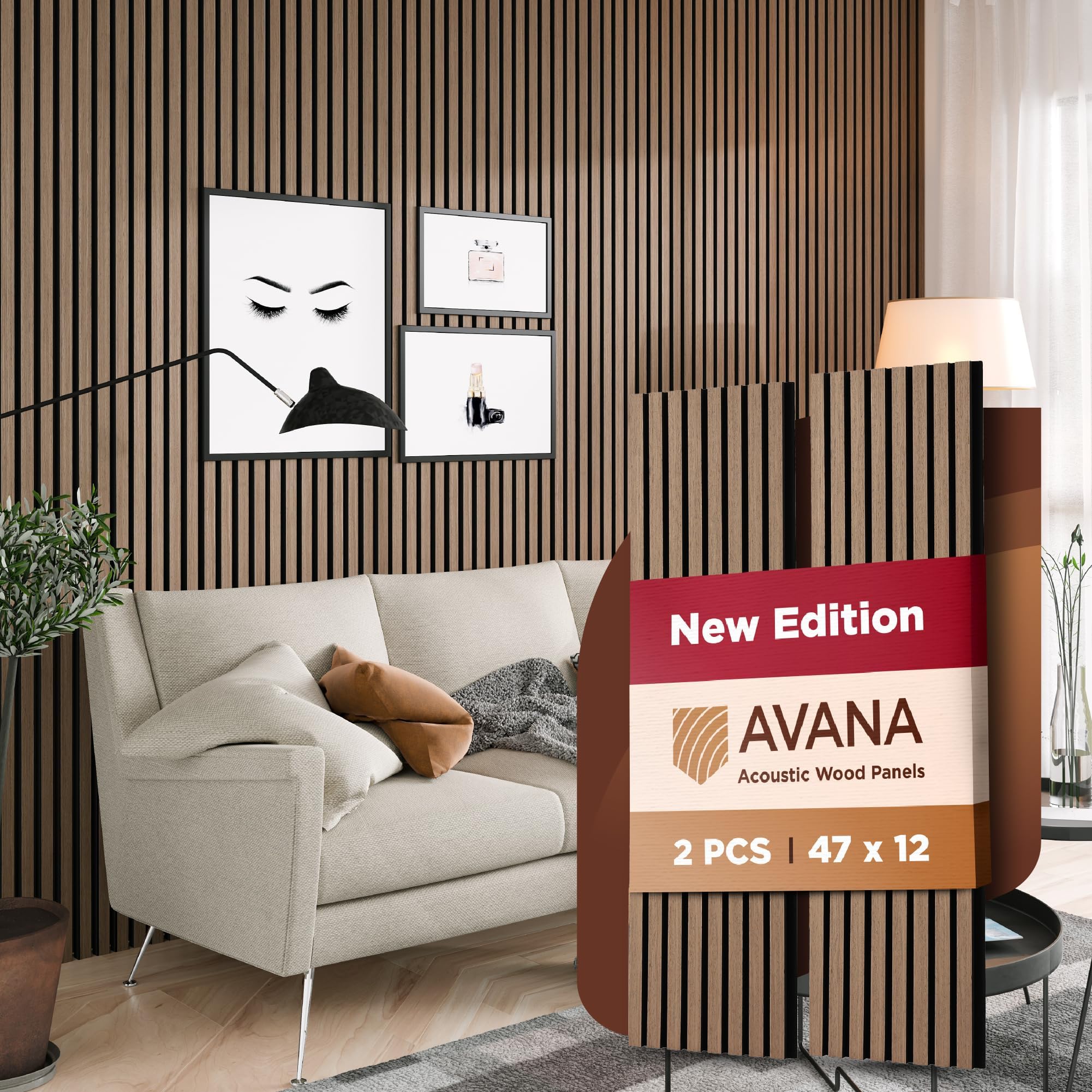 Avana Acoustic Wood Wall Panels – 47.2 X 12.6 Smoke Oak Acoustic Panels Set Of 2 – Modern Wall Panels For Interior Wall Decor For Homes, Offices, Studios – Sturdy And Durable Wood Panels For Wall