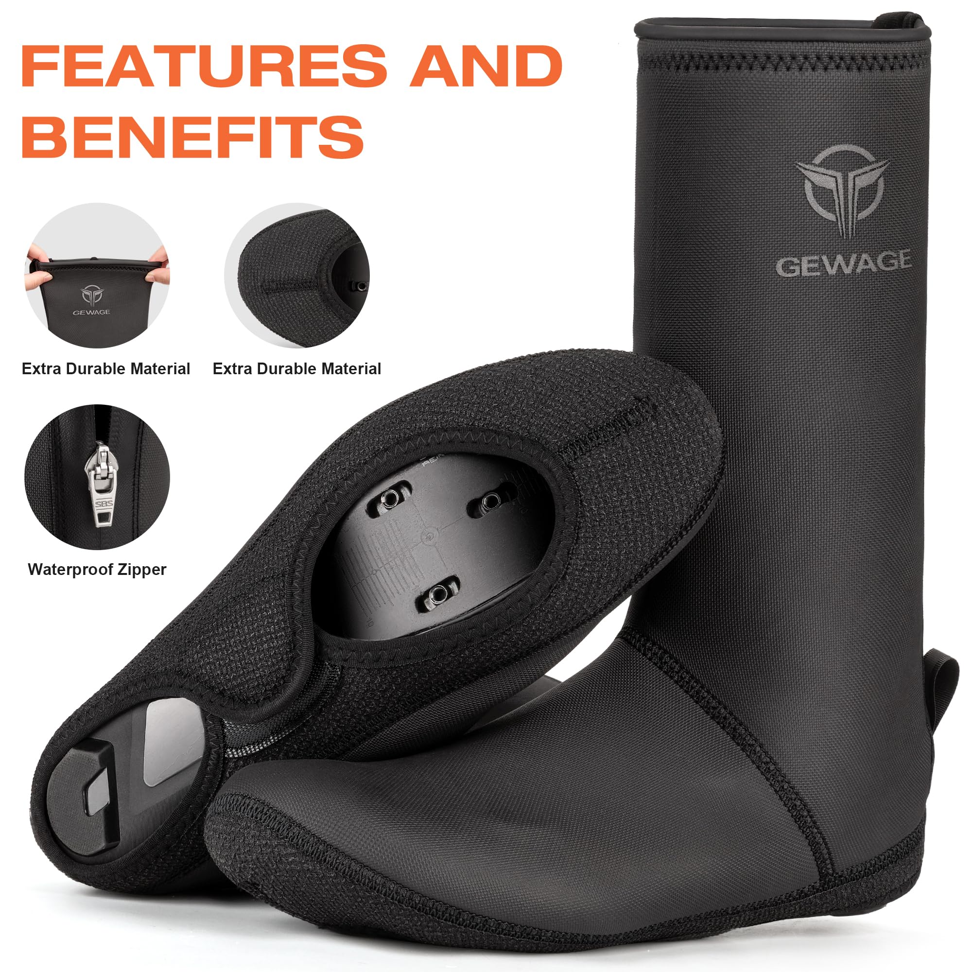 GEWAGEA Sovrascarpe Termiche Impermeabili per Bici Inverno | Hydrotec Neoprene 4 mm con Suola Kevlar, Antivento e Idrorepellente, Riflettenti | Sovrascarpe Bici S–XL
