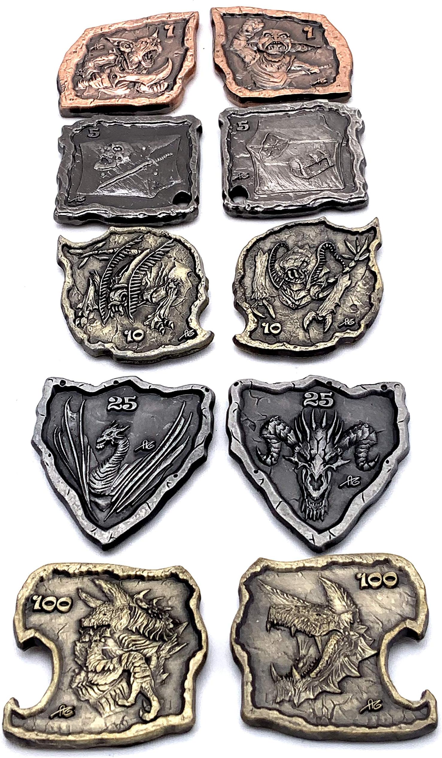 D&D Monster Adventure Coins 2.0 (Set of 10 Metal Plated Novelty) RPG LARP
